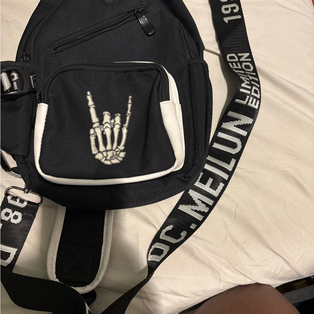 Black and White Skeleton Hand Backpack